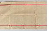 Large antique French linen fabric with double red stripe - never used 23¼" x 76½"