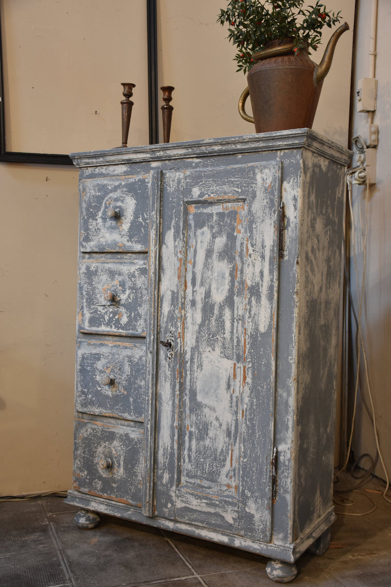 19th century French storage cabinet with blue patina