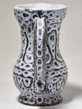 1960's textured black and white ceramic vase from Vallauris - signed 7"