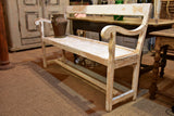 Antique French garden bench seat with white patina