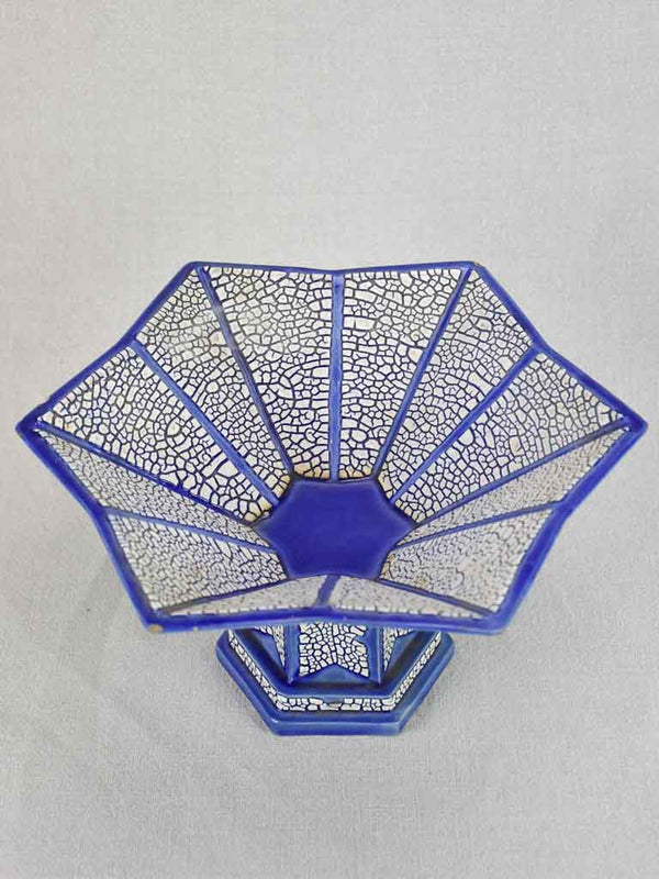 Art Deco blue and white bowl - star shaped 11¾"