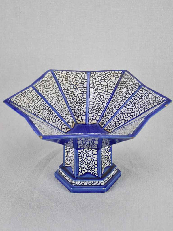 Art Deco blue and white bowl - star shaped 11¾"