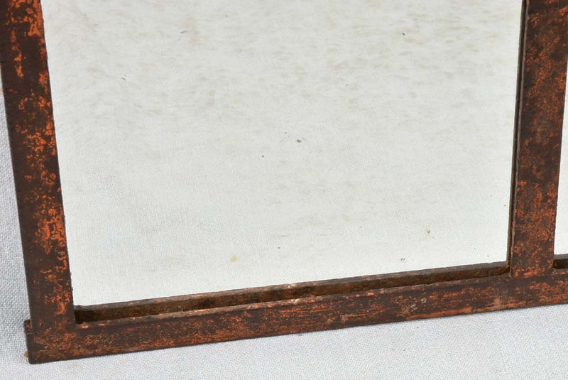 19th century wrought iron framed paneled mirror with red patina 40½" x 52¾"