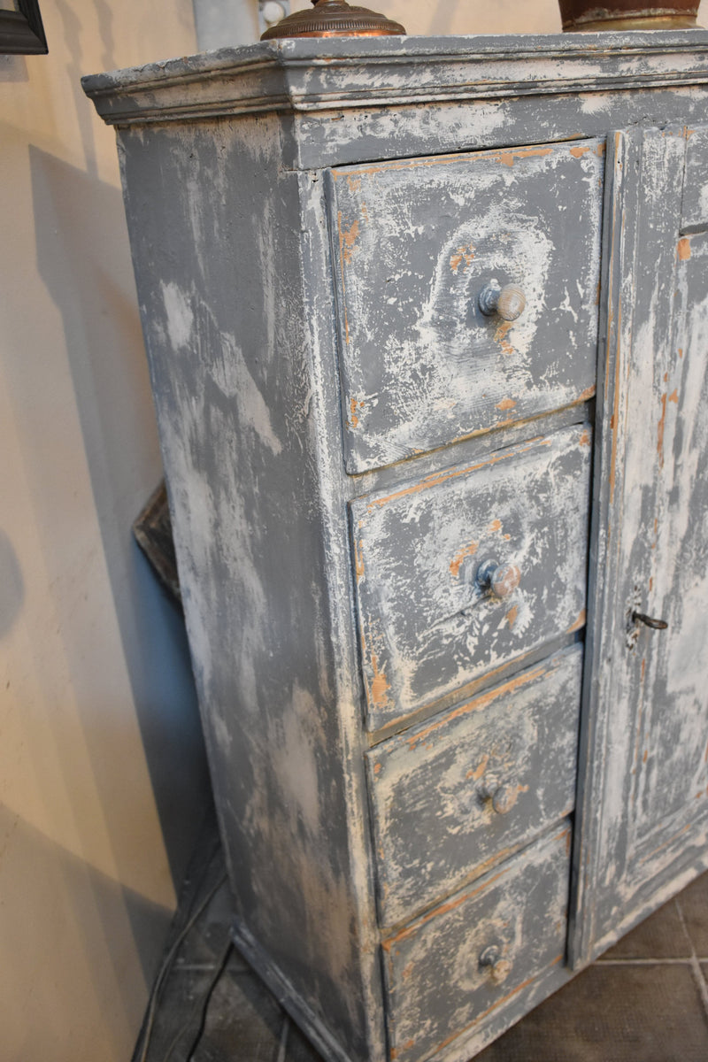 19th century French storage cabinet with blue patina