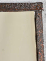 19th century wrought iron framed paneled mirror with red patina 40½" x 52¾"