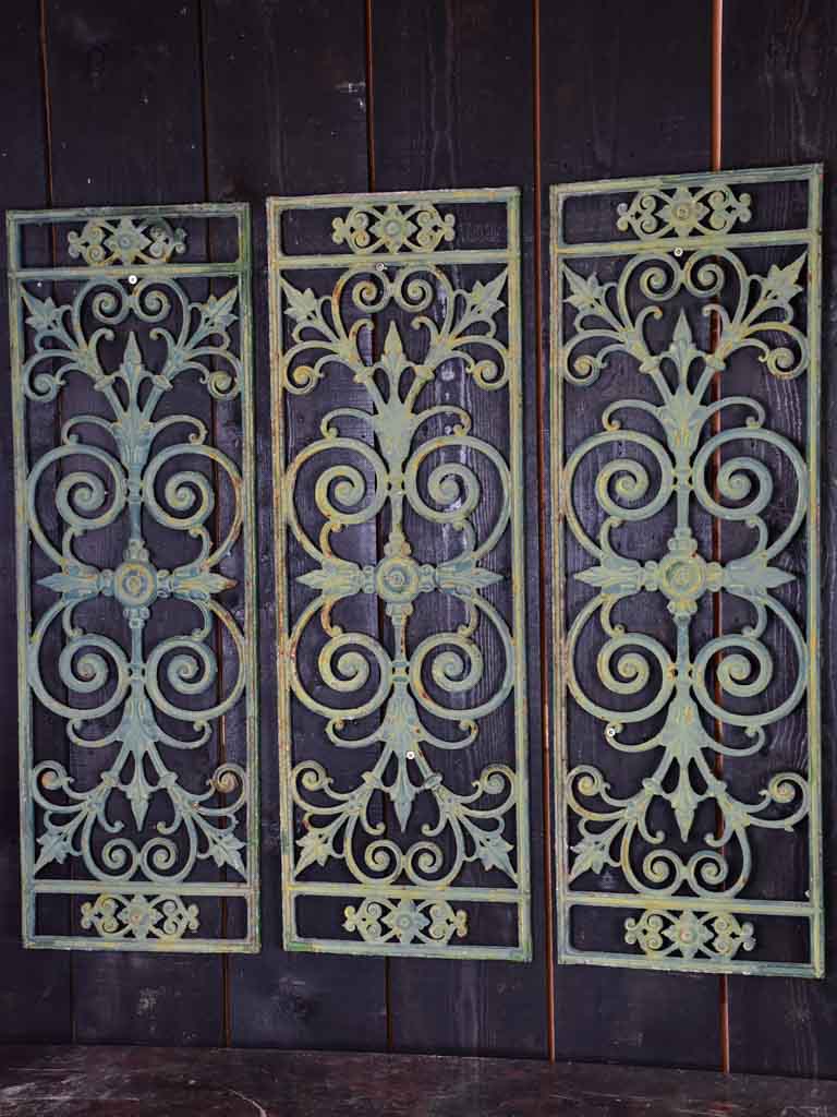 Set of 3 Napoleon III cast iron balcony balustrades 44½" x 15"