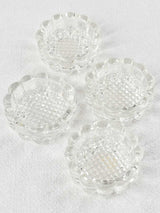 Set of four vintage French glass table risers - small