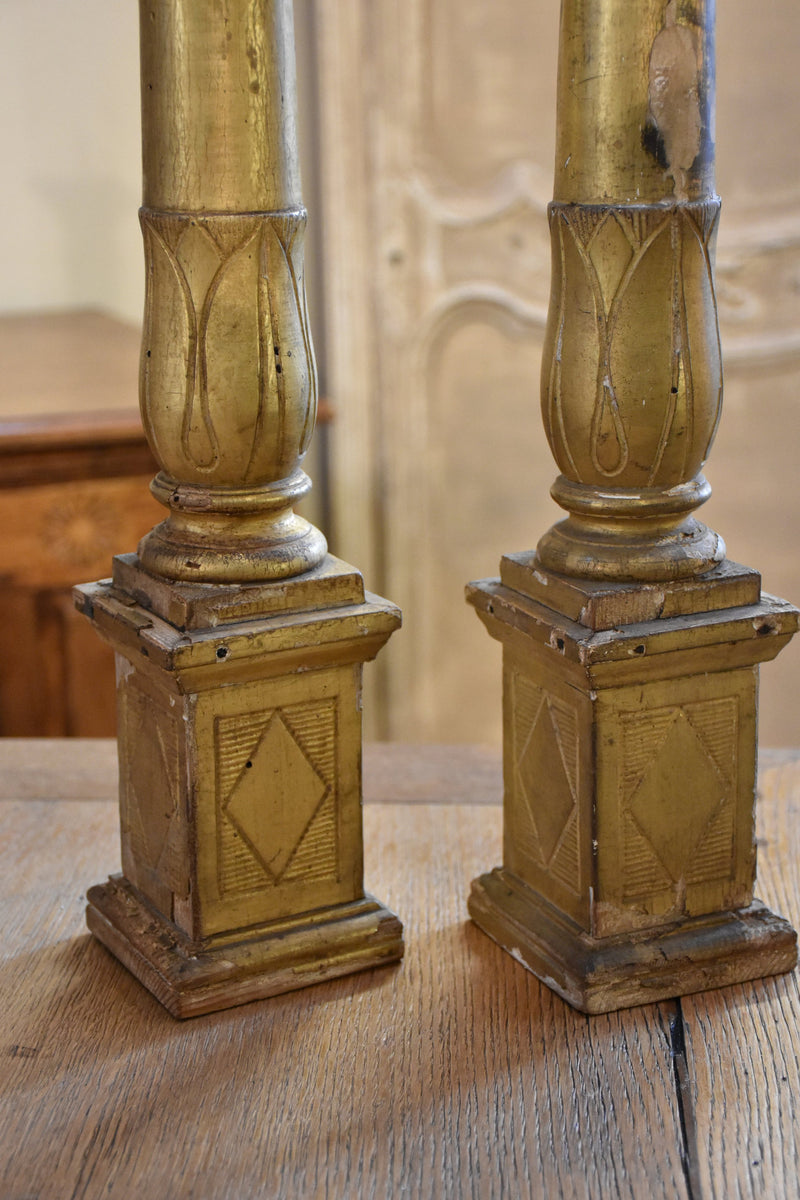 Candlesticks, giltwood, late-18th-century - pair