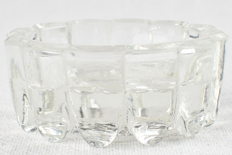 Set of four vintage French glass table risers - small