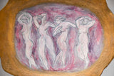 1960's platter with figures signed JG 16½"