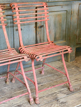 Pair of 19th century branded Arras garden chairs with red patina