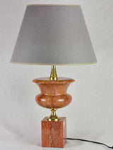 1960's Philippe Barbier lamp with red travertine and brass stand 25½"