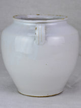 Antique French preserving pot with white glaze 9½"