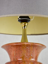 1960's Philippe Barbier lamp with red travertine and brass stand 25½"