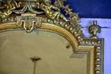 Gilded large Napoleon III mirror with elaborate crest and beveled glass 35½" x 70¾"