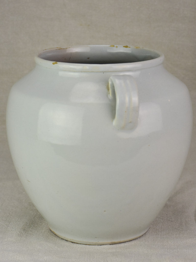 Early 20th century French preserving pot with white glaze 9½"