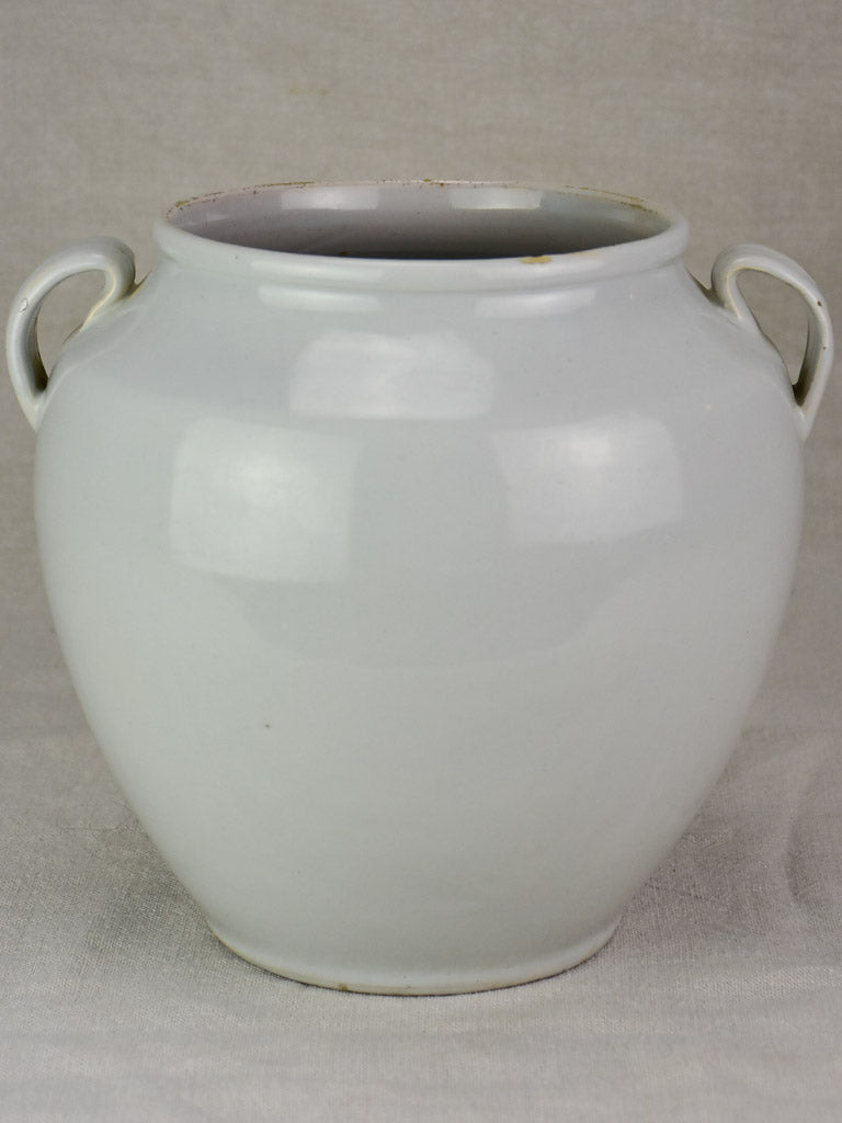 Early 20th century French preserving pot with white glaze 9½"