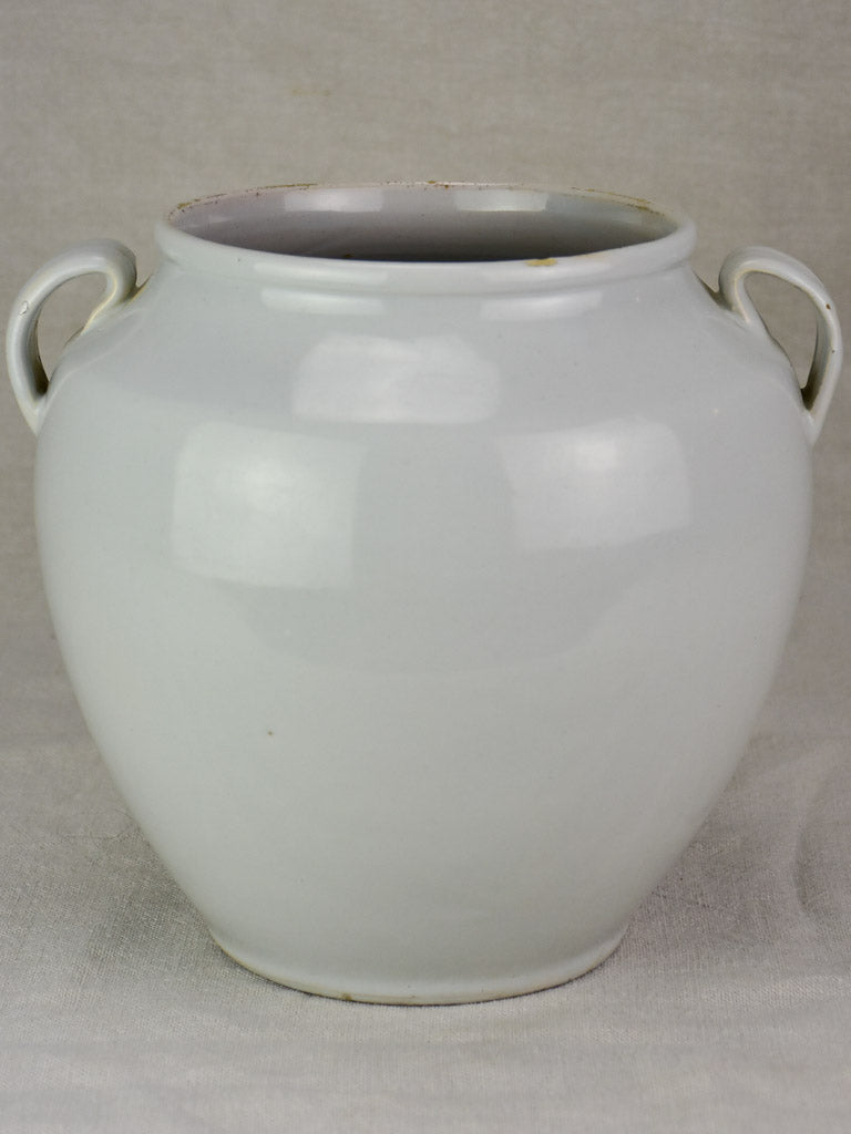 Early 20th century French preserving pot with white glaze 9½"