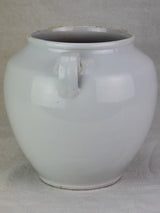 Early 20th century French preserving pot with white glaze 9½"