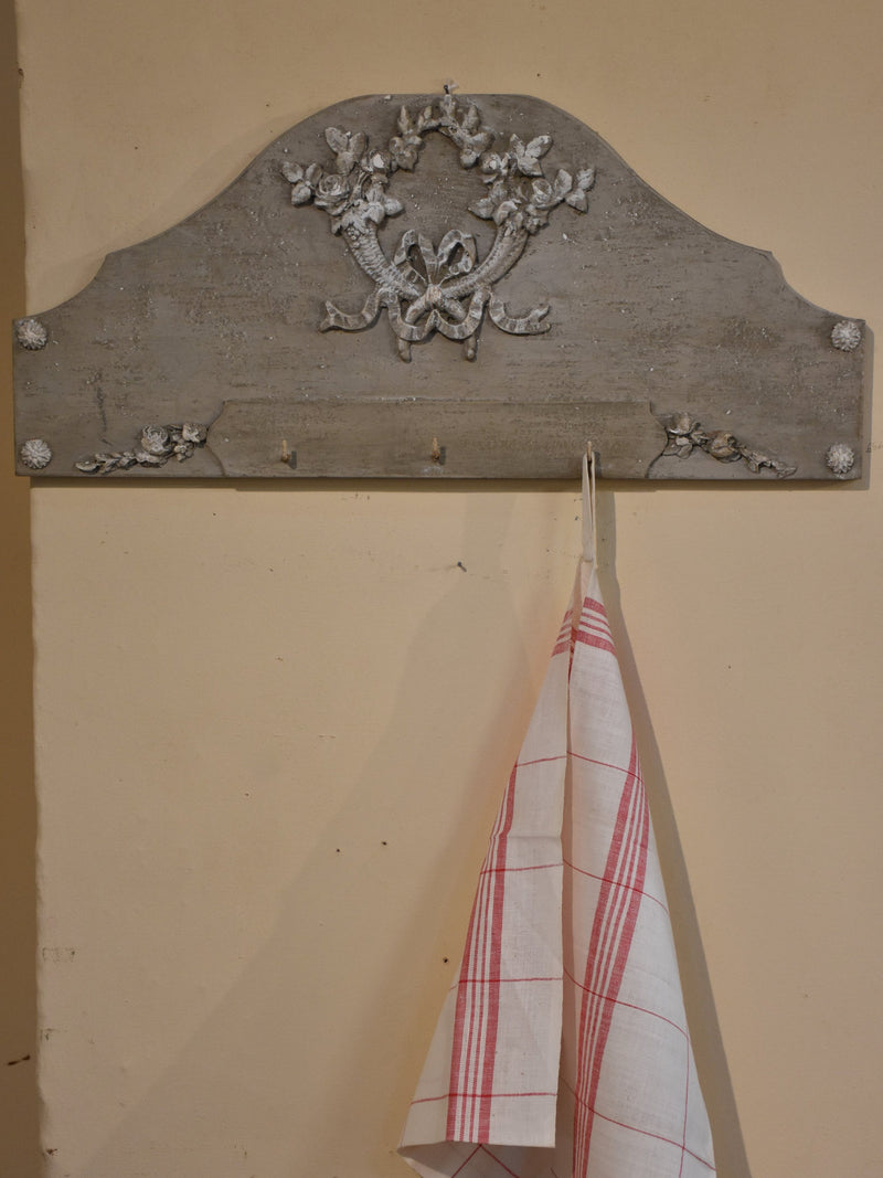 French tea towel rack with grey and white patina