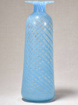 Tall Venini glass vase with blue spiral pattern 13½"