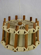 Vintage pendant light with fabric and rope
