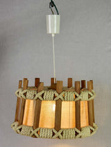 Vintage pendant light with fabric and rope