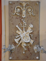 French candle wall sconce with white and grey patina