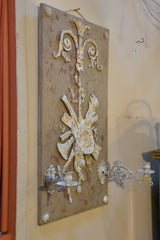 French candle wall sconce with white and grey patina