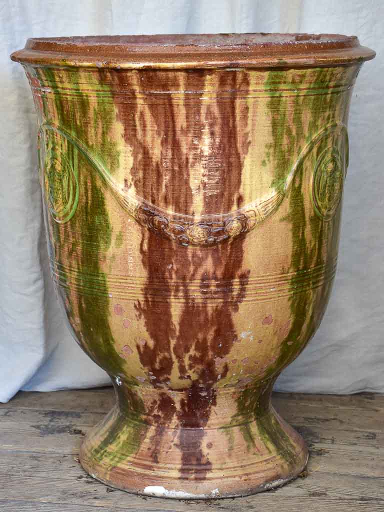 Large Flame Glazed Anduze Urn Branded BOISSET