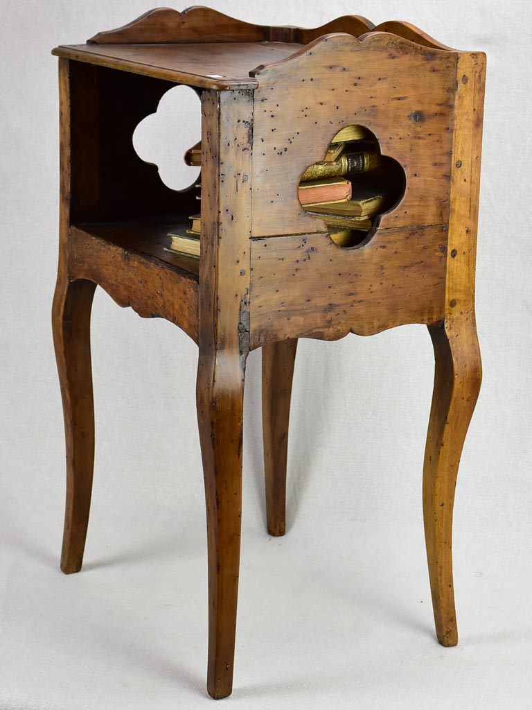 Antique French nightstand with clover cut-out