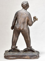 Superb 1960's plaster sculpture of a male figure holding a heart 22½"