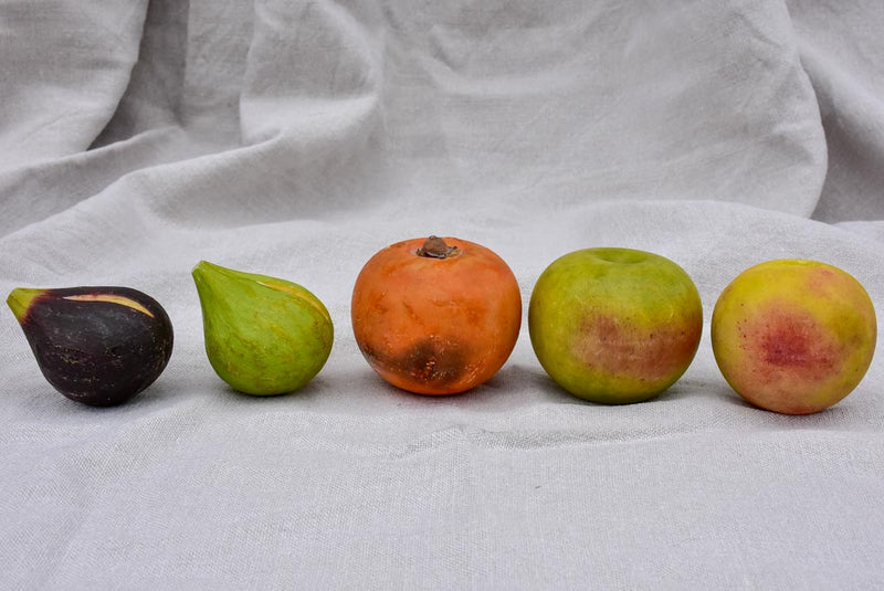 Collection of five vintage marble fruits