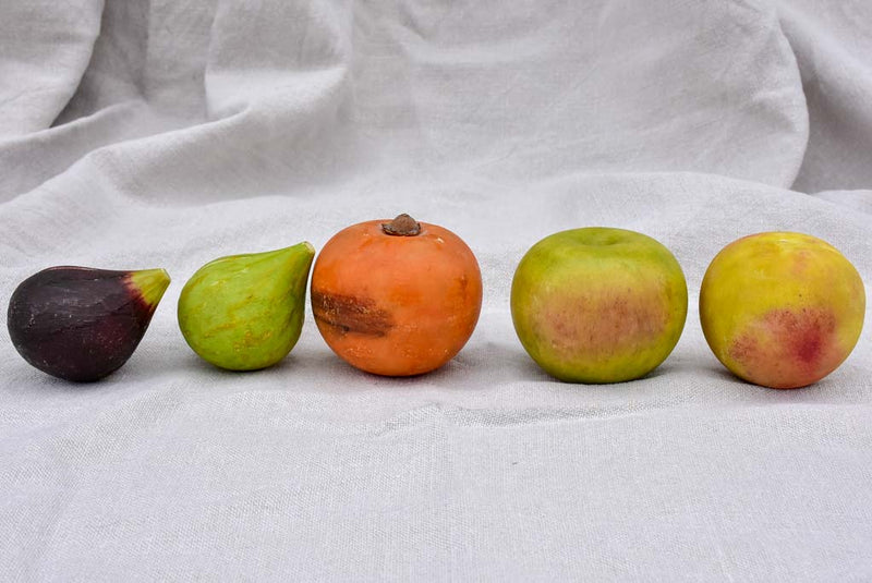 Collection of five vintage marble fruits