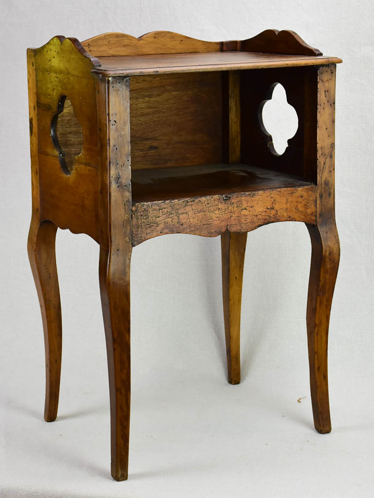 Antique French nightstand with clover cut-out