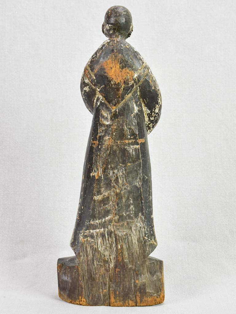 Antique French religious wooden statue 17"