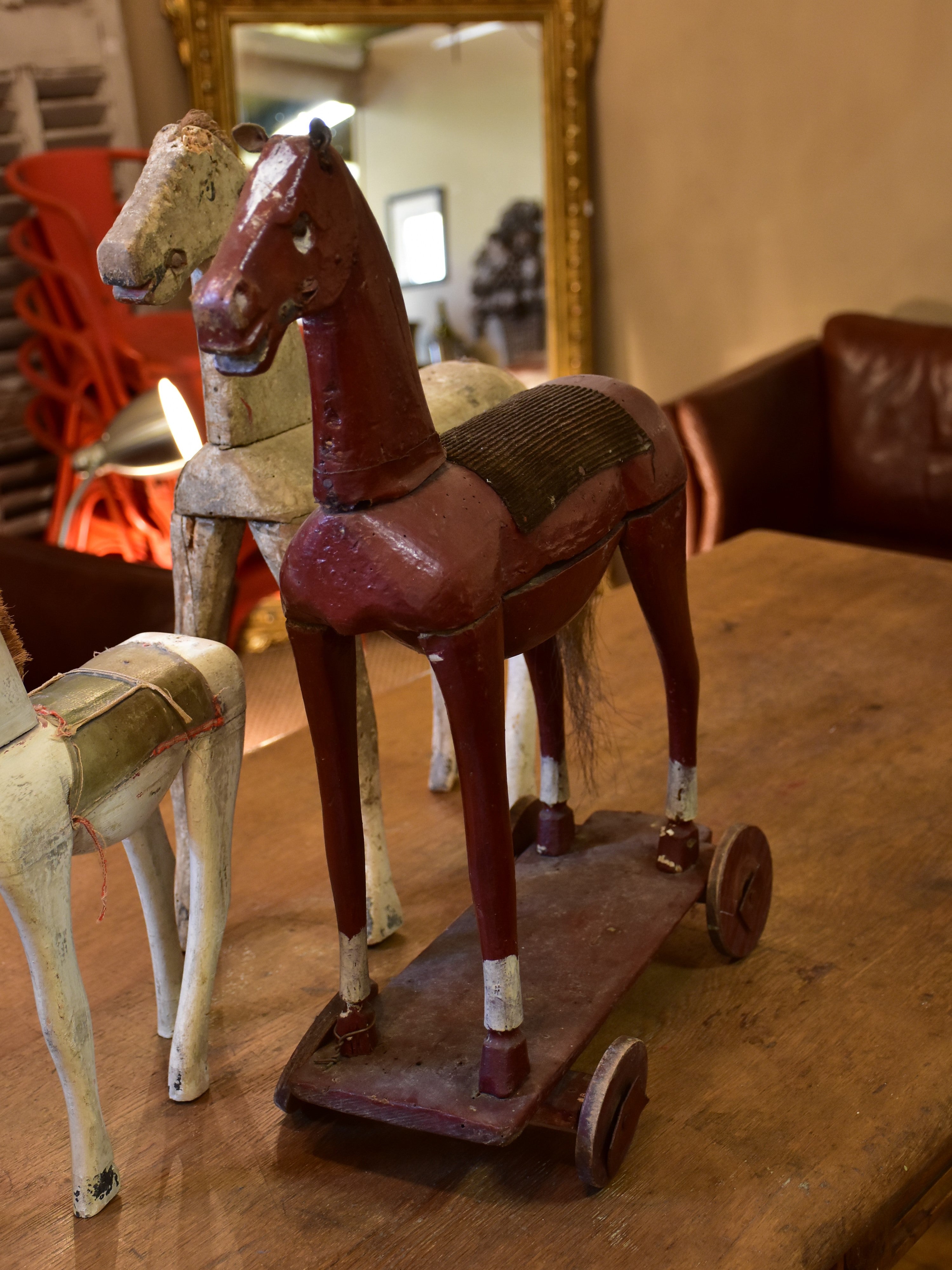 Collection of three French antique toy horses