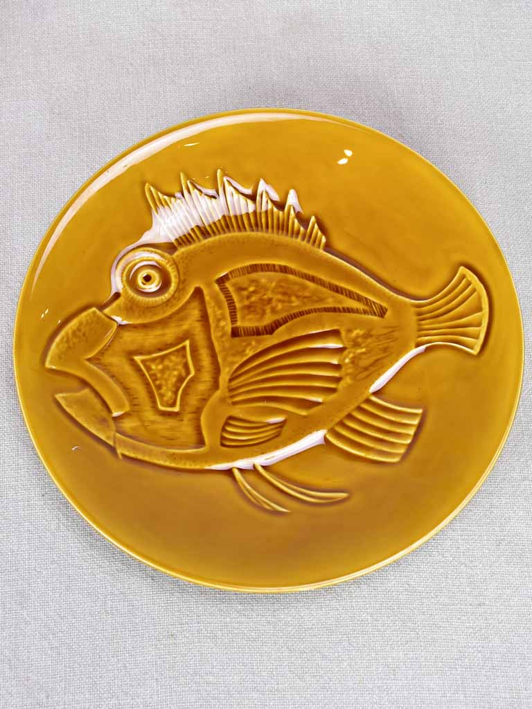 Set of eight seafood plates with pitcher Longchamp faience 9½"