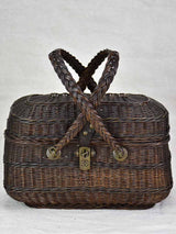 Antique French wicker lunch basket