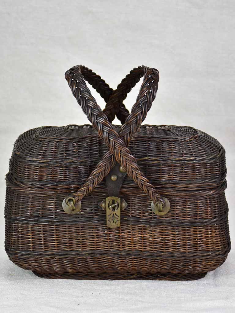 Antique French wicker lunch basket