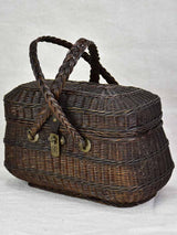 Antique French wicker lunch basket