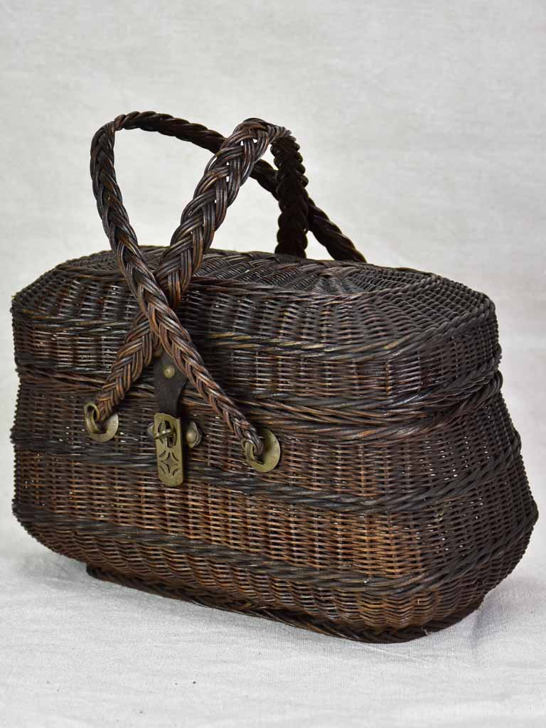 Antique French wicker lunch basket