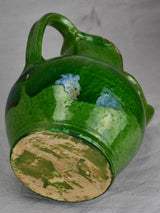 Early 20th century French water cruche with green glaze 9¾"