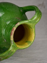 Early 20th century French water cruche with green glaze 9¾"