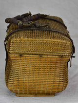 Antique French basket with pretty stitching detail