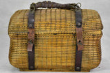 Antique French basket with pretty stitching detail