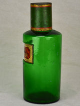 Antique French apothecary glass jar - green. Poudre Insecticide