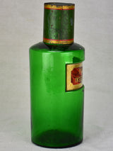 Antique French apothecary glass jar - green. Poudre Insecticide