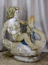 Antique Italian garden sculpture - boy on a flying goose 35"