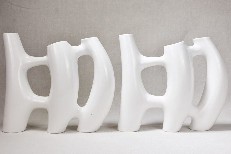 Pair of vintage modern coral-shaped ceramic vases